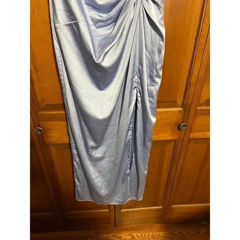 NWOT Abercrombie & Fitch Women’s Draped Satin Maxi Dress Periwinkle Blue Size LT